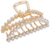 Hårklemme med perler - guld