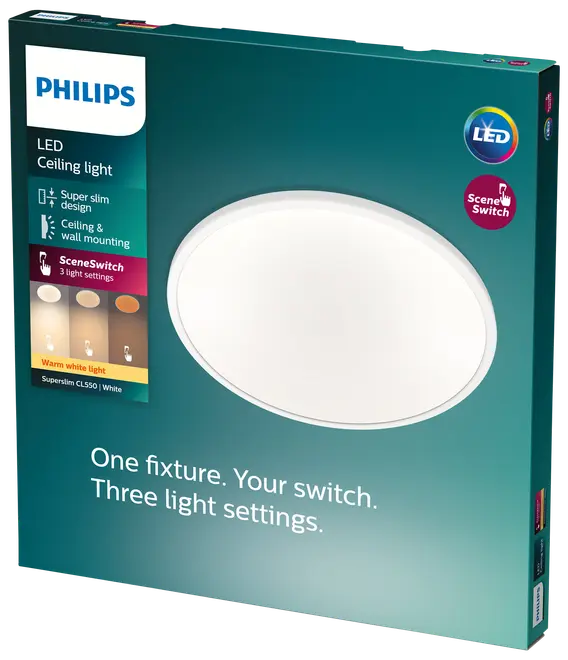 PHILIPS Plafond SceneSwitch slim Ø30cm 18W - hvid