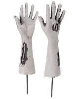 Halloween Zombiearmar på spett H. 41 cm 2 st.