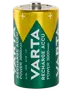 Varta uppladdningsbart D-batteri, 1,2V, 3000mAh kapacitet, Ni-MH. Grön och gul hylsa med vit text, passar för kraftfulla enheter och upprepad laddning.