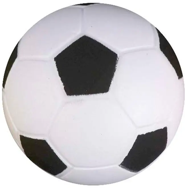 Klassisk sort-hvid fodbold med syede fem- og sekskantede paneler.