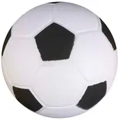 Klassisk sort-hvid fodbold med syede fem- og sekskantede paneler.