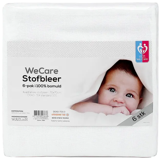 We Care Kids Stofbleer 6-pak - hvid