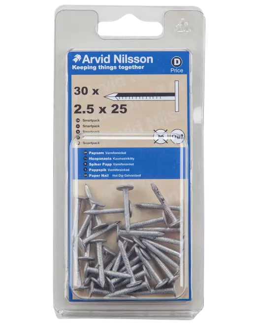 Arvid Nilsson Papsøm 2,5 x 25 mm 30-pak