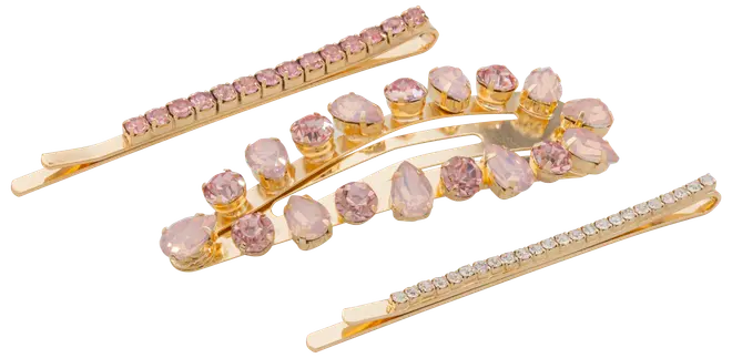 Hårspænde med sten 3 stk. - guld