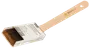 Vinklad målarpensel med träskaft, syntetborst och 50 mm brett borsthuvud. Passar för noggrann målning och kanter. Märke: Sagacolor.