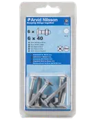Bræddebolt + møtrik M6 x 40 mm 6-pak