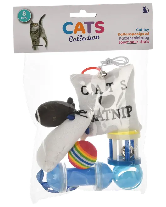 Kattelegetøj 8-pak - Ass. farve
