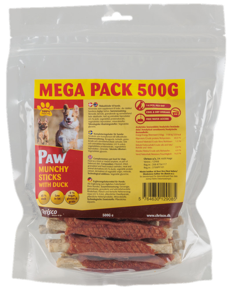 PAW Munchy sticks duck 500 g