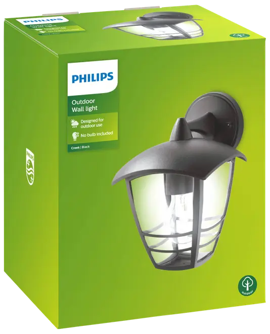 PHILIPS Vägglampa Creek Down Svart