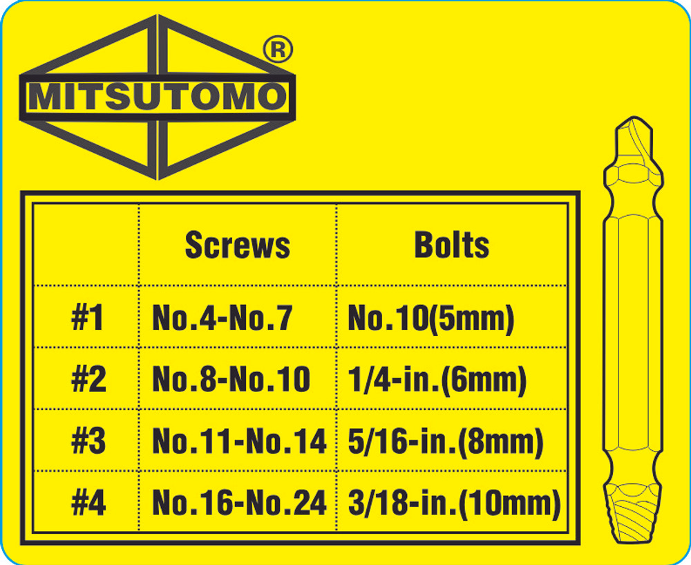 Mitsutomo Skrueudtrækkersæt 4 dele