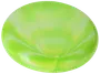 Lys grøn plastik frisbee, rund med let konkav midte, designet til udendørs leg. Let og holdbar, egnet til børn og voksne. Glatte kanter for sikker kastning.