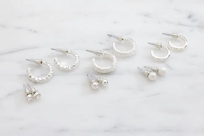 Øreringe 6 par - sølv