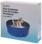 Blå foldbar pool til kæledyr, 30 cm høj og 80 cm i diameter. Med aftapningsventil, slidstærkt materiale, velegnet til hunde og udendørs brug.