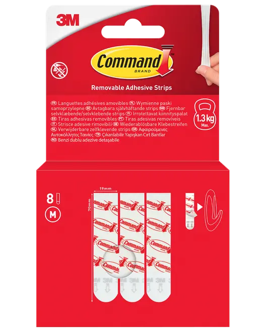 Command™ Aftagelige Klæbestrips 8 stk - Hvid M