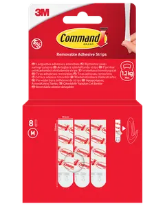 Command™ Avtagbara självhäftande strips, 8 st – vita M