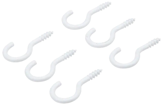 Skruekrog 30 mm hvid 6-pak