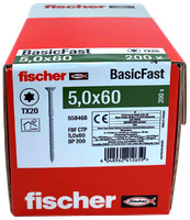 fischer Spånskrue 5 x 60 mm TX20 200 stk.