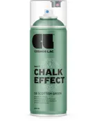 400 ml spraydåse med Cosmos Lac Matt Chalk Effect maling i Scottish Green. Hurtigtørrende akrylformel, ekstra dyse til store flader, drypfri teknologi. Ideel til møbler.