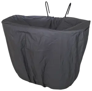 Stor sort stofkurvindsats med forstærkede kanter og to løkker, designet til at passe i en rektangulær kurv for ekstra beskyttelse og nem transport.