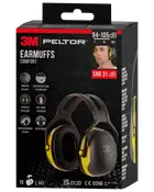 3M Peltor høreværn med sort og gul design, polstret justerbar hovedbøjle, bløde brede puder og patenteret skumteknologi. Dæmper støj med 31 dB for komfort og beskyttelse.