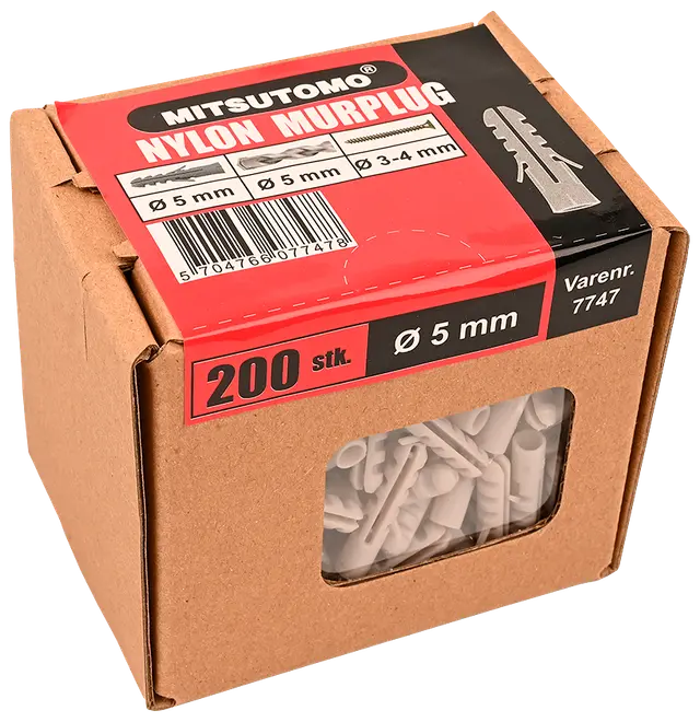 Nylonplugg 5 mm 200 st