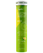 Grøn tube med LinusPro Electro Tabs sportstabletter med citronsmag, uden tilsat sukker, med C-vitamin, magnesium og grøn te, 20 stk.
