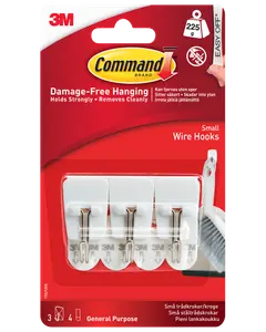 Command™ Trådkrokar med strips – Vit Små