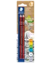 Pakke med to Staedtler Tradition Jumbo 2B-blyanter, lavet af genanvendt træ. Tykt, rød-sort stribet skaft, velegnet til børn fra 4 år, nem og sikker tegning.