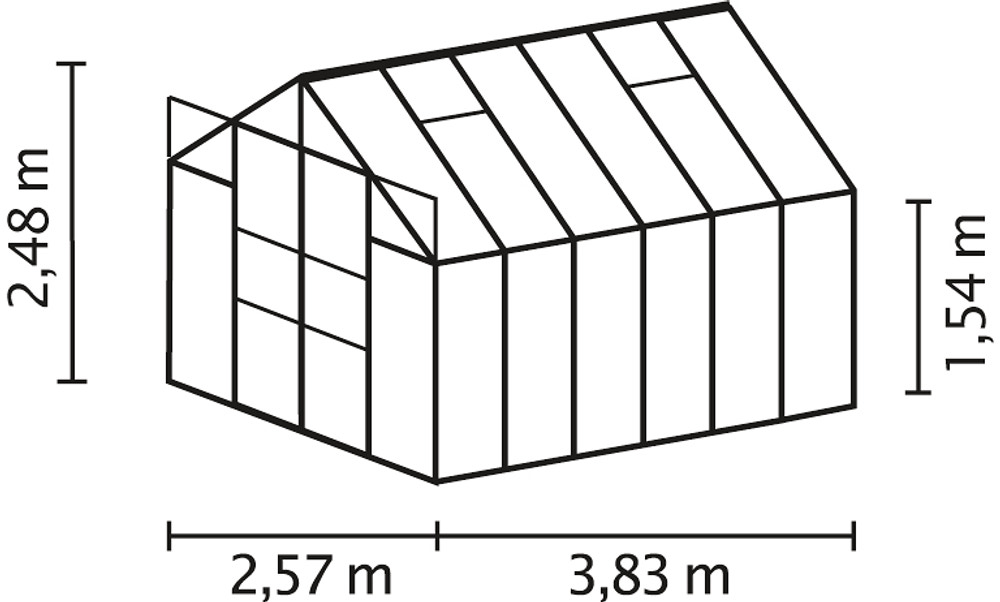 Växthus Uranus 9900 svart/glas med sockel