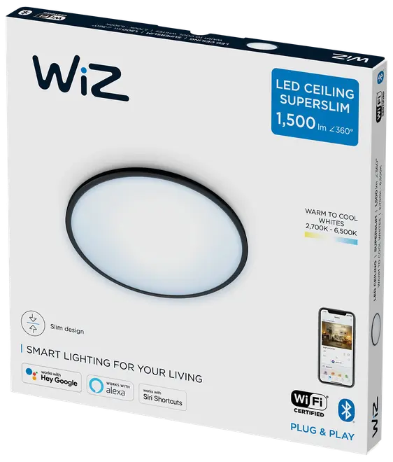 WiZ Plafond superslim Ø30cm 16W - svart