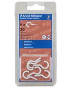 Skruekrog 30 mm hvid 6-pak