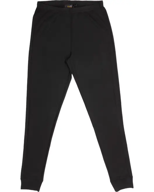 Sort joggingbuks med elastisk talje, tilspidsede ben og ribkanter ved anklerne. Fremstillet i blødt, behageligt materiale. Ingen synlige logoer eller mønstre.