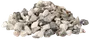 En bun dekorative have-sten i blandede farver, herunder hvid, grå og beige. Små, glatte og ujævne sten, velegnet til landskabspleje eller akvariebrug.