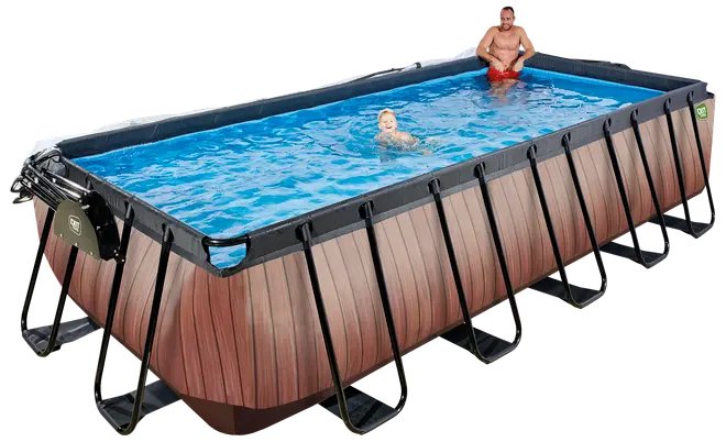 EXIT TOYS Pool 540x250x122cm med pumpe og skærm - Brun