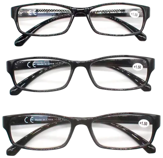 Läsglasögon smala bågar 3-pack