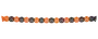 Papirguirlande med skiftevis orange og sorte græskaransigter, alle med smilende udtryk. Perfekt til Halloween-festpynt. Let og nem at hænge op.