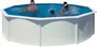Ottekantet fritstående swimmingpool med hvide ydre paneler og blå inderside. Robust ramme, velegnet til familier og udendørs brug.