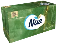 Nua Marble Collection näsdukslåda, grön marmordesign, innehåller 100 premium 3-lagers näsdukar, silkeslen yta, rektangulär form, passar hem eller kontor.