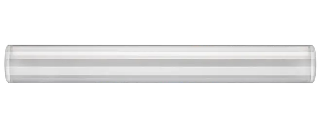 Lang, cylindrisk LED-rør med mat hvidt dæksel, designet til jævn lysfordeling. Velegnet til montering på loft eller væg i erhvervs- eller boligområder.