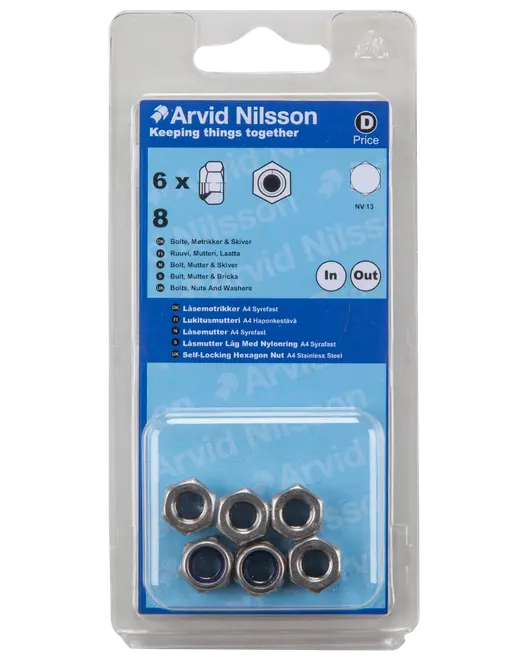 Låsmutter A4 M8 6st