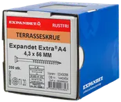 EXPANDET Rustfri A4 skrue 4,3 x 56 mm 200 stk.