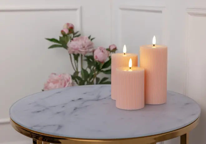 Led-Ljus Räfflade Rosa 3-Pack