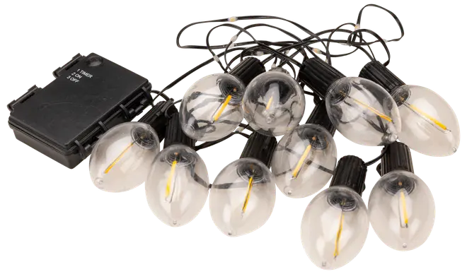 Lyskæde med pære og timer 10 stk. udendørs