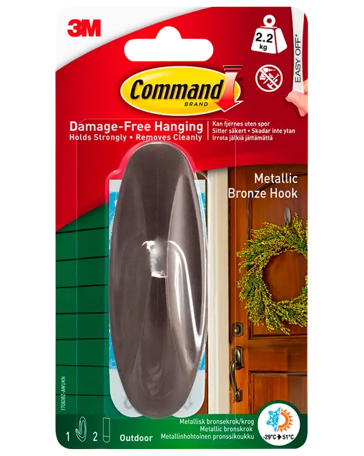 Command™ Metallkrok för utomhusbruk – Brons Stor