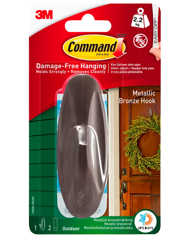 Command™ Metallkrok för utomhusbruk – Brons Stor