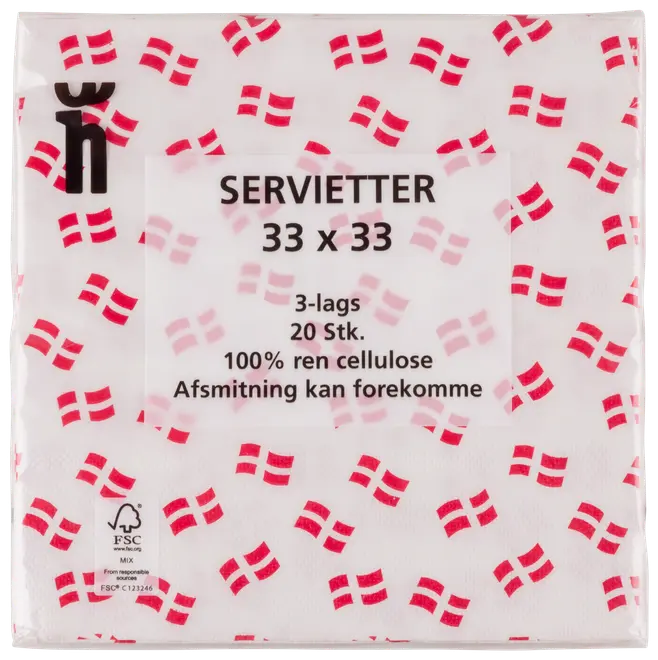Dannebrog servietter 20-pak assorterede varianter