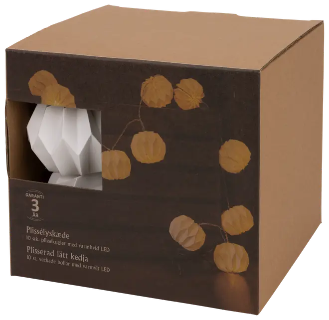 Plissélyskæde LED - hvid