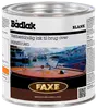 FAXE bådlak, mat finish, vejrbestandig lak til brug over vandlinjen. Metal dåse med etikette, viser træbåddæk og marina. Til træpleje siden 1926.