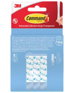 Command™ Avtagbara självhäftande strips, 8 st – transparenta L